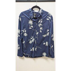 H&M Navy/White Floral "Regular Fit" Button-Down Blouse
